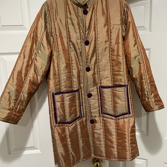 VNTG Reversible Quilted‎ yellow Burgundy Unisex  USA Lightweight Jacket Coat M - Picture 5 of 16